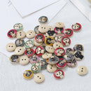 Painted Round Wood Buttons for Sewing Scrapbook Home Clothing Crafts Decor 50pcs