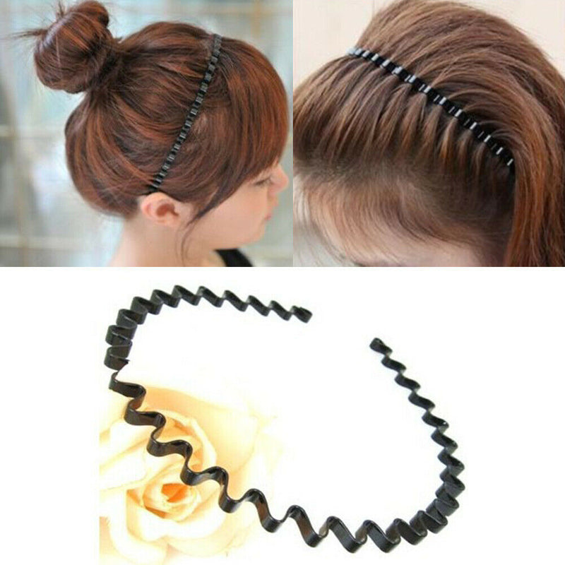 Mens Women Unisex Black Wavy Hair Head Hoop Band Sport Headband Hairband Fashion