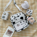 Canvas Women Cow Print Clear Splicing Pendant Shoulder Crossbody Bags (2) A
