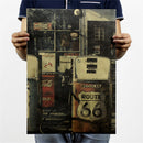 66 road gas station kraft paper poster customer bedroom background wall stickeM&