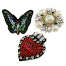 3Pcs Sequins Flower Butterfly Heart Patches Embroidery Applique For Clothes