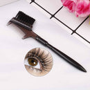 Women double%sides brow comb eyebrow brush wood holder make%up tool black Di