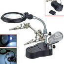 3.5X 12X Helping Hand Soldering Stand With LED Light Magnifier Magnifying Glass