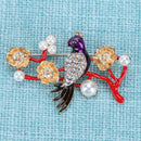 Rhinestone Brooches Cute Bird Flower Tree Branches Scarf Buckle for Women