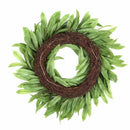 16 Inch Door Wreath Artificial Real Wicker Frame Faux Olive Leaves | UV Res X2Q9