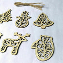 6pcs Christmas Wooden Slices Wood Crafts DIY Accessories Small Pendant for