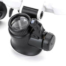 Double Eye Jewelry Watch Repair Magnifier Loupe Glasses With LED Light New