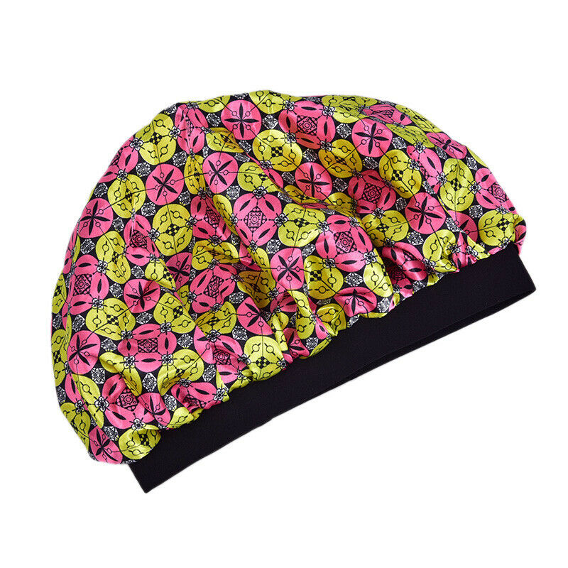 Night Sleep Cap Satin Hair Bonnet Hat Head Cover Wide Elastic Band Hair Loss CTO