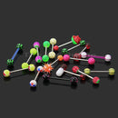 16 pcs Mixed Colors Plastic Balls Steel Barbell Tongue Bar Piercing Jew WPA
