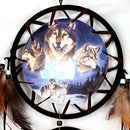 Handmade Wolf Pattern Feather w/ Beads Dream Catcher Wall Hanging Decoration