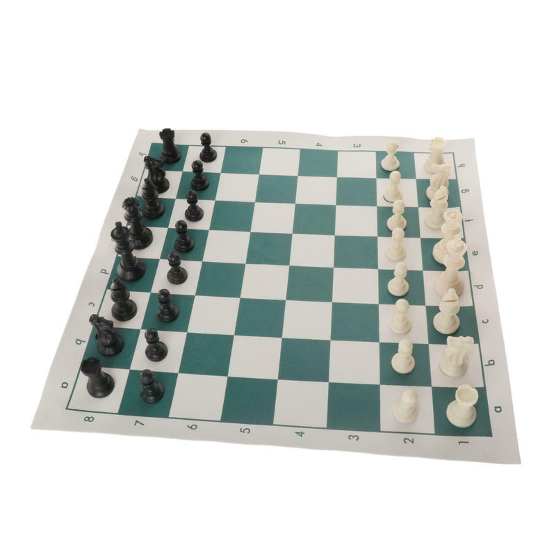 Portable Bagged Roll-up Plastic Chess Set Rollable 18" Cloth Board Outdoor