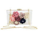 Women Clutch Bag Floral Party Purse Wedding Evening Handbags, White M1W3