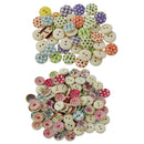 200Pcs Mixed Flowers Wooden Buttons Fit Sewing Scrapbooking Decor 2 Holes