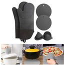 Silicone Oven Mitts and Pot Holders Heat Resistant with Cotton Quilted Liner