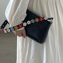 Casual Flower Pattern Strap Underarm Tote Women Leather Shoulder Clutch Bag