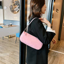 Elegant Leather Women Shopping Handbag Candy Color Shoulder Tote Bag (Pink) A