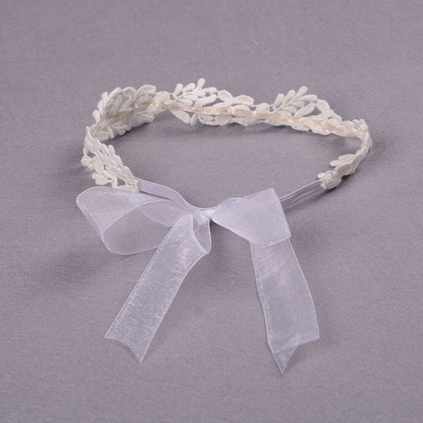 Baby Girls White Floral Hair band Adjustable Headband Lace Flower Headband Gw