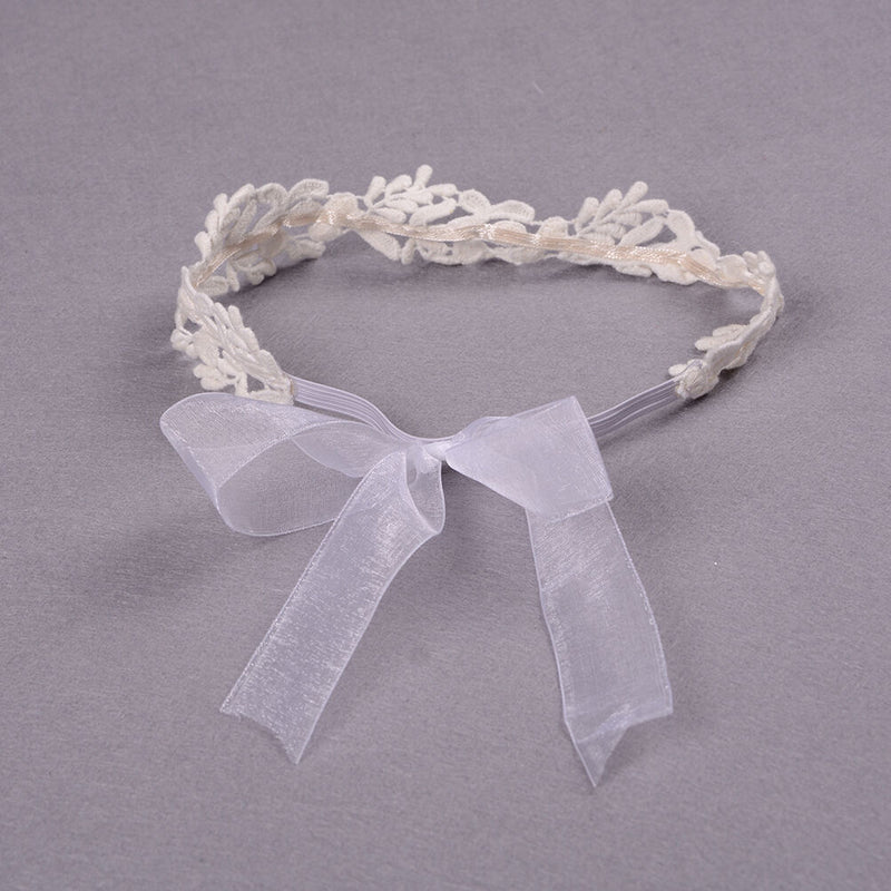 Baby Girls White Floral Hair band Adjustable Headband Lace Flower Headband Gw