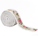 Rose Pattern Jute Burlap Roll Hessian Ribbon with Trims Tape Wedding Party Decor