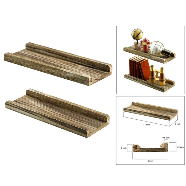 2pcs Rustic Wood Floating Shelves Farmhouse Wall Shelves for Bathroom Office