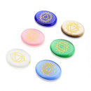 Natural Palm Stones Oval Set with Engraved Symbol Crystal Energy 7PCS/Set