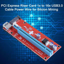 PCI Express Riser Card 1x to 16x USB3.0 Cable Power Wire for Bitcoin Mining