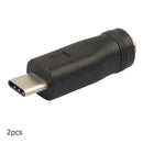 2pcs DC Power Adapter Type-C USB Male to DC5.5x2.1mm Female Jack Converter