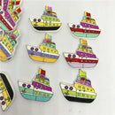 50Pcs Random Decorative Lovely Conveyance 2 Holes Sewing Wood Buttons Y1K6
