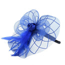 Flower Feather Fascinator Headband Hat Wedding Prom Ladies, Blue
