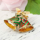 Crystal Christmas Bell Brooch Pin Christmas Decorations Rhinestone Covered  F4Q7