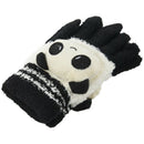 Women Winter Sweet Panda Design Touchscreen Gloves Black White A6C5