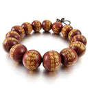 14mm Wood Bracelet Link Bracelet Wrist Red Beads Tibetan Buddhist Prayer Be P8K8