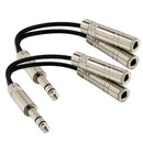 2x 6.35mm Male To 2X 1/4" Female Audio Y Splitter Stereo Speaker