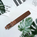 Men Leather Braided Elastic Stretch Metal Buckle Belt Waistband Brown A6Z2