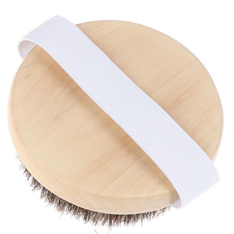 1X Wood Natural Horse Hair Bath Body Brush Cellulite Shower Dry Skin Exfoliat Bj