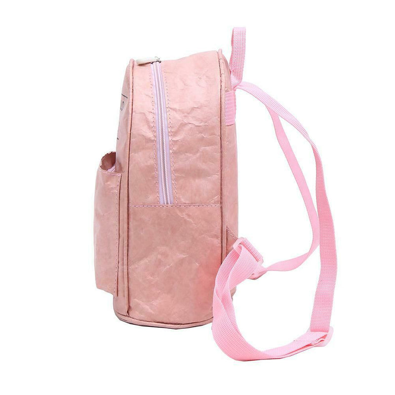 Kraft Paper Backpack Women Waterproof Travel Shoulder Schoolbags (Pink) A