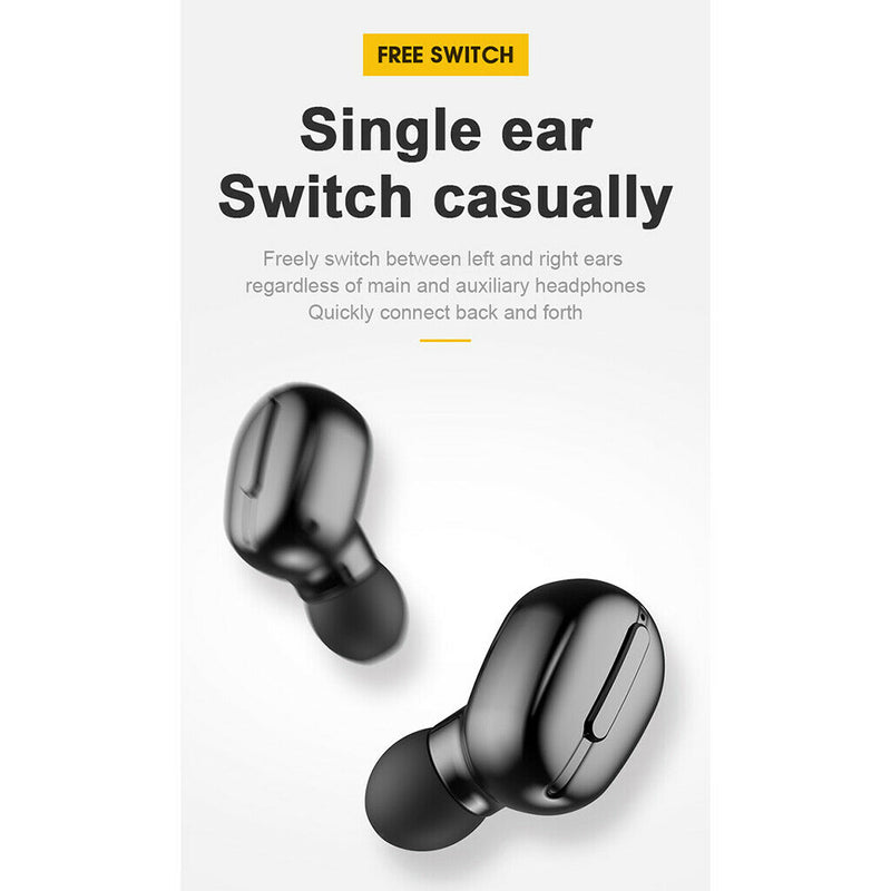 L13 Bluetooth Wireless Earbud w/Charging Case Waterproof TWS Headphone Black