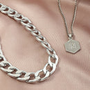 Double Layer Clavicle Chain Necklace Men Simple Retro Letter Alloy Pendant