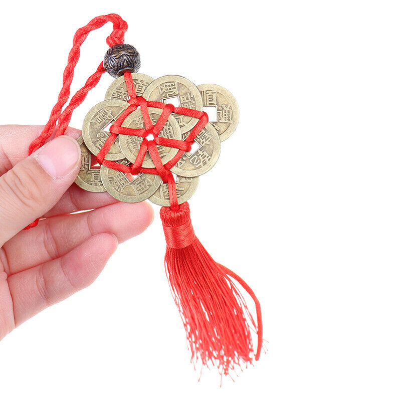 Home Car Decor Feng Shui 10 Chinese Lucky Coins Career Health Wealth Pendan OZ