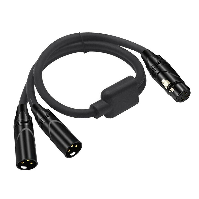 3Pin XLR Female Jack To Dual 2Male Plug Y Splitter Cable Adaptor Audio Cable