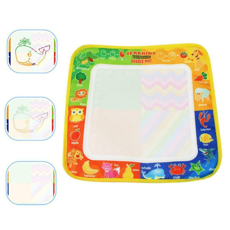 Kids Magic Water Drawing Canvas Coloring Mat with 2 Pens Baby Doodle Painting