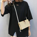 Summer Beach Handbags Women Messenger Bags Square Straw Hand Woven Ladies C