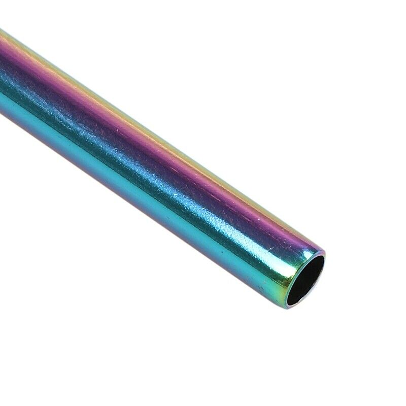 8 Pack - Stainless Steel Coloured Reusable Straws - Includes 2 Long T3D9