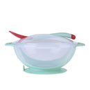 3pcs Baby Dinnerware Feeding Set Sucker Bottom Bowl Dust Cap Spoon Dishes