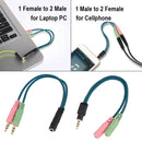 3.5mm Female to Male 2 to 1 Y Splitter Cable Adapter for Smartphone Laptop