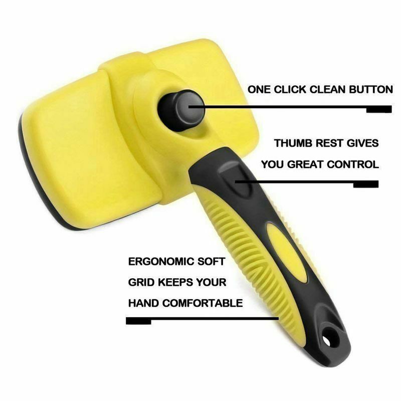 Pet Grooming Brush, Self-Cleaning Slicker Brushes, Best Shedding Tools For  A2J4