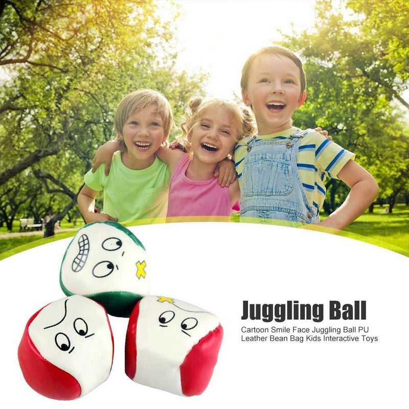 Cartoon Smile Face Juggling Ball PU Leather Bean Bag Kids Interactive Play Toys