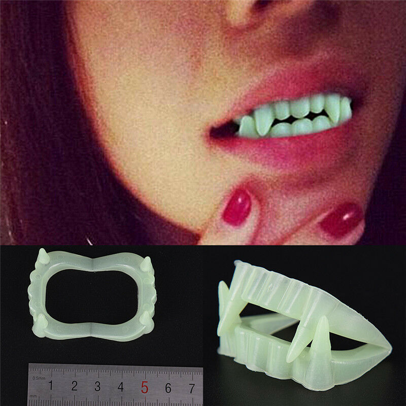 10X Halloween Holiday Party Vampire Luminous False Teeth Tooth Denture Costume&