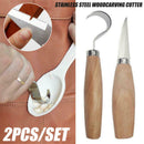 2X Wood Spoon Carving Cutter Set Stainless Steel Crooked Hooked Cutter Tool