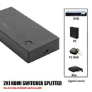 2x1 HDMI Switch 4K FHD 1080P 2 Ports Bi-directional HDCP Supports for Projector